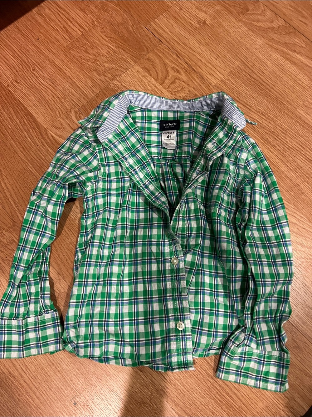 Carter's Green Plaid Long-Sleeve Button-Up Shirt